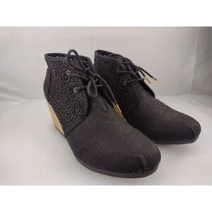 Bob’s Black Memory Foam Lace Wedge Women's Booties Size 10 W